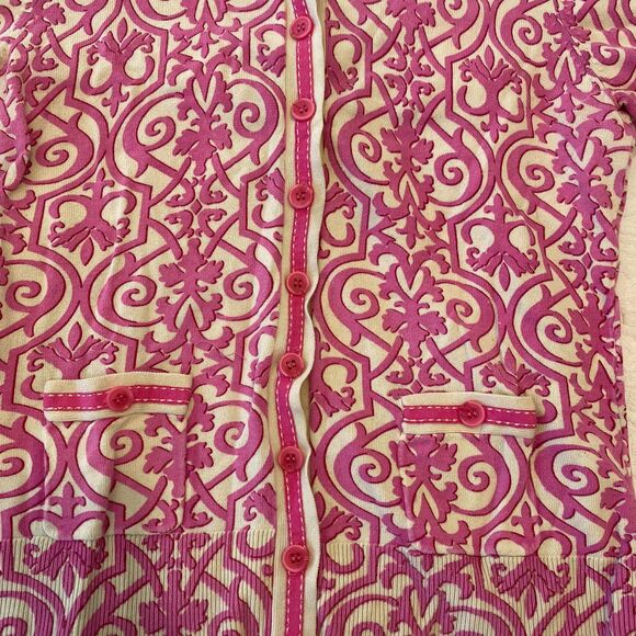 Lilly and Van size XS Victorian Baroque Pattern Preppy Country Club Cardigan - Picture 7 of 9